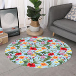 Hibiscus Flower Floral Pattern Print Round Rug