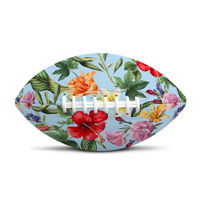 Hibiscus Flower Floral Pattern Print Rugby Ball