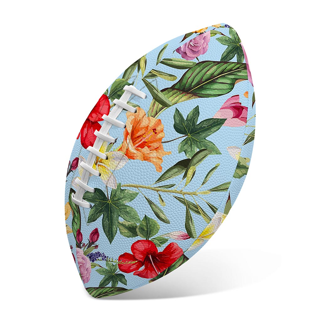 Hibiscus Flower Floral Pattern Print Rugby Ball
