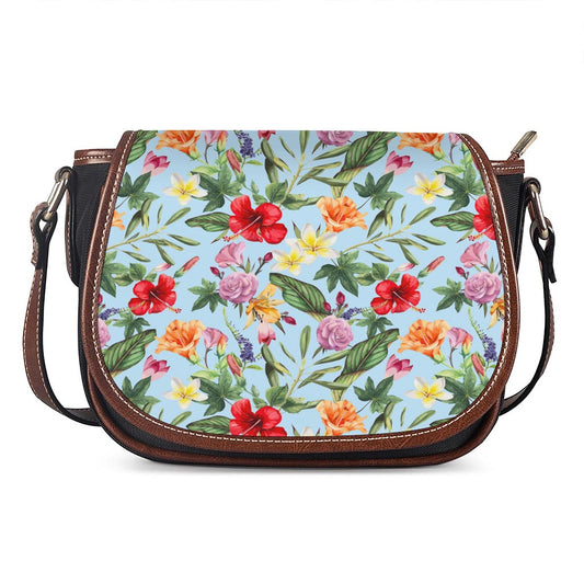 Hibiscus Flower Floral Pattern Print Saddle Bag