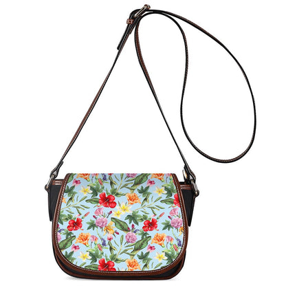 Hibiscus Flower Floral Pattern Print Saddle Bag