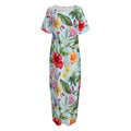 Hibiscus Flower Floral Pattern Print Short Sleeve Long Nightdress