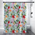 Hibiscus Flower Floral Pattern Print Shower Curtain