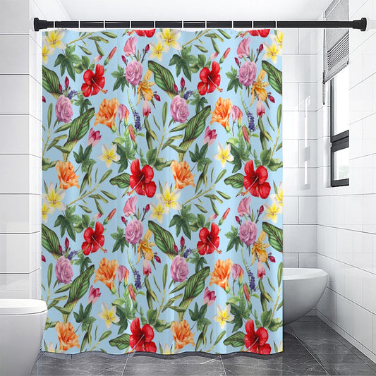 Hibiscus Flower Floral Pattern Print Shower Curtain