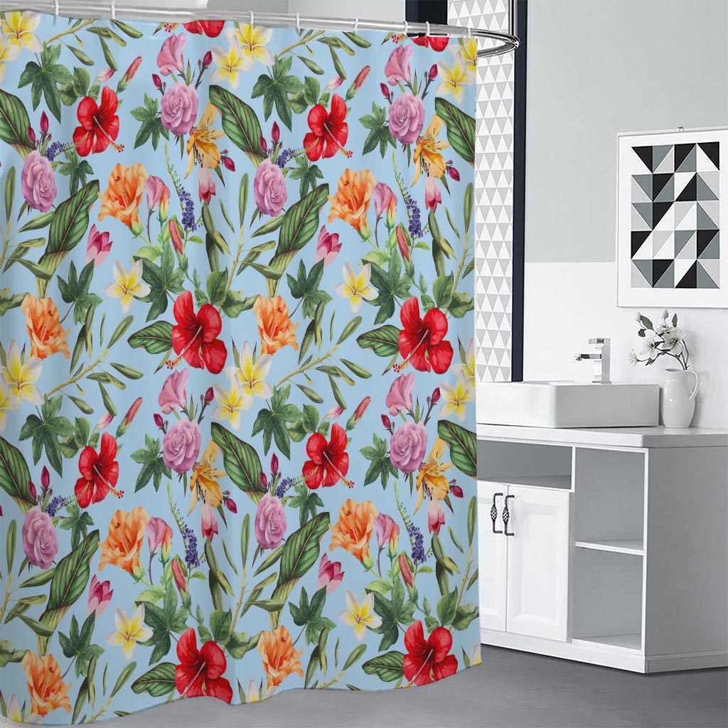 Hibiscus Flower Floral Pattern Print Shower Curtain