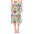 Hibiscus Flower Floral Pattern Print Side Slit Midi Skirt