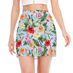 Hibiscus Flower Floral Pattern Print Side Slit Mini Skirt