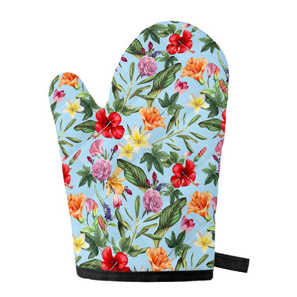 Hibiscus Flower Floral Pattern Print Single Oven Mitt