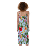 Hibiscus Flower Floral Pattern Print Slim Fit Midi Cami Dress