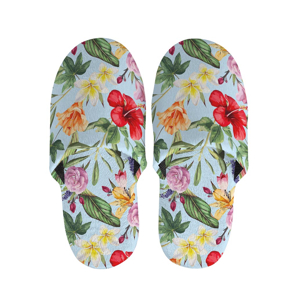 Hibiscus Flower Floral Pattern Print Slippers