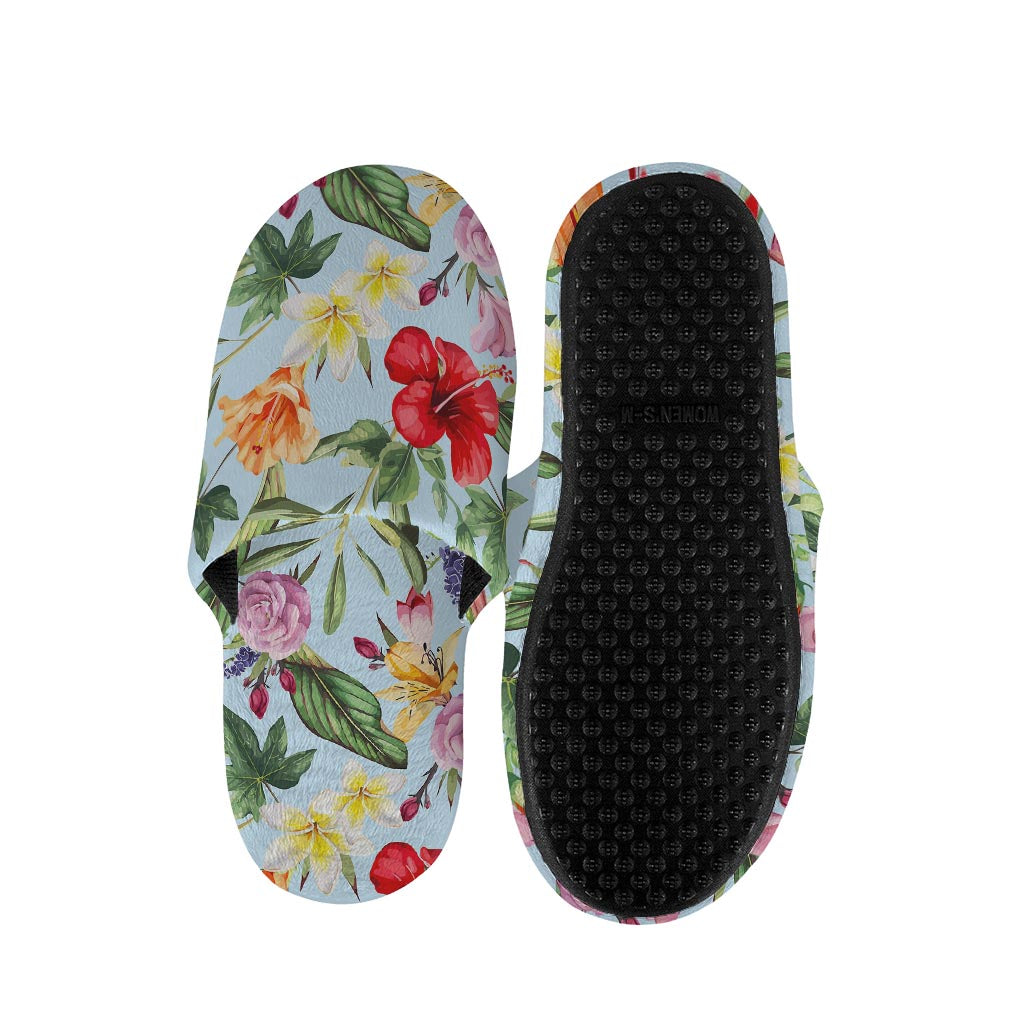 Hibiscus Flower Floral Pattern Print Slippers