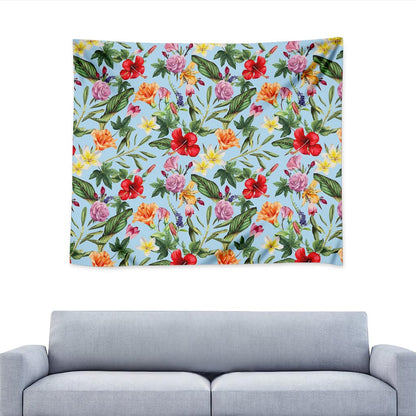 Hibiscus Flower Floral Pattern Print Tapestry