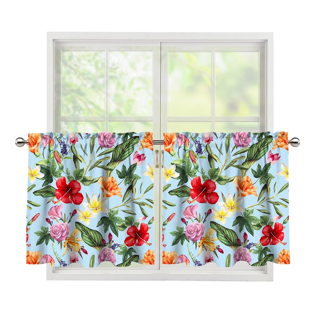 Hibiscus Flower Floral Pattern Print Tier Curtains