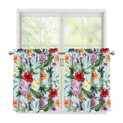 Hibiscus Flower Floral Pattern Print Tier Curtains