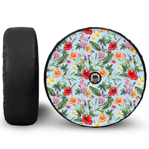 Hibiscus Flower Floral Pattern Print Tire Cover With Camera Hole