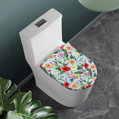 Hibiscus Flower Floral Pattern Print Toilet Lid Cover