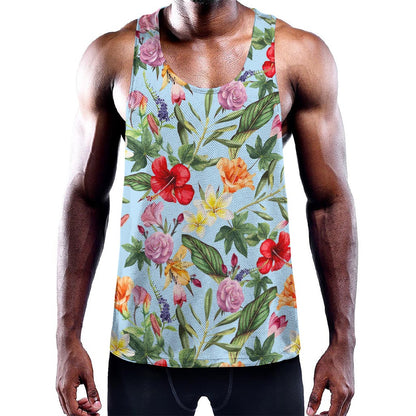 Hibiscus Flower Floral Pattern Print Training Tank Top