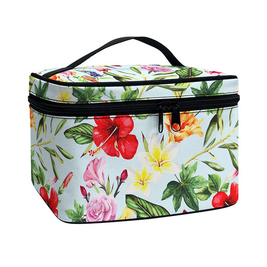 Hibiscus Flower Floral Pattern Print Travel Makeup Bag