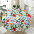 Hibiscus Flower Floral Pattern Print Waterproof Round Tablecloth