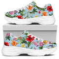 Hibiscus Flower Floral Pattern Print White Chunky Shoes