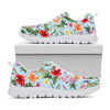 Hibiscus Flower Floral Pattern Print White Running Shoes