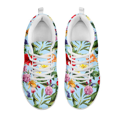 Hibiscus Flower Floral Pattern Print White Running Shoes