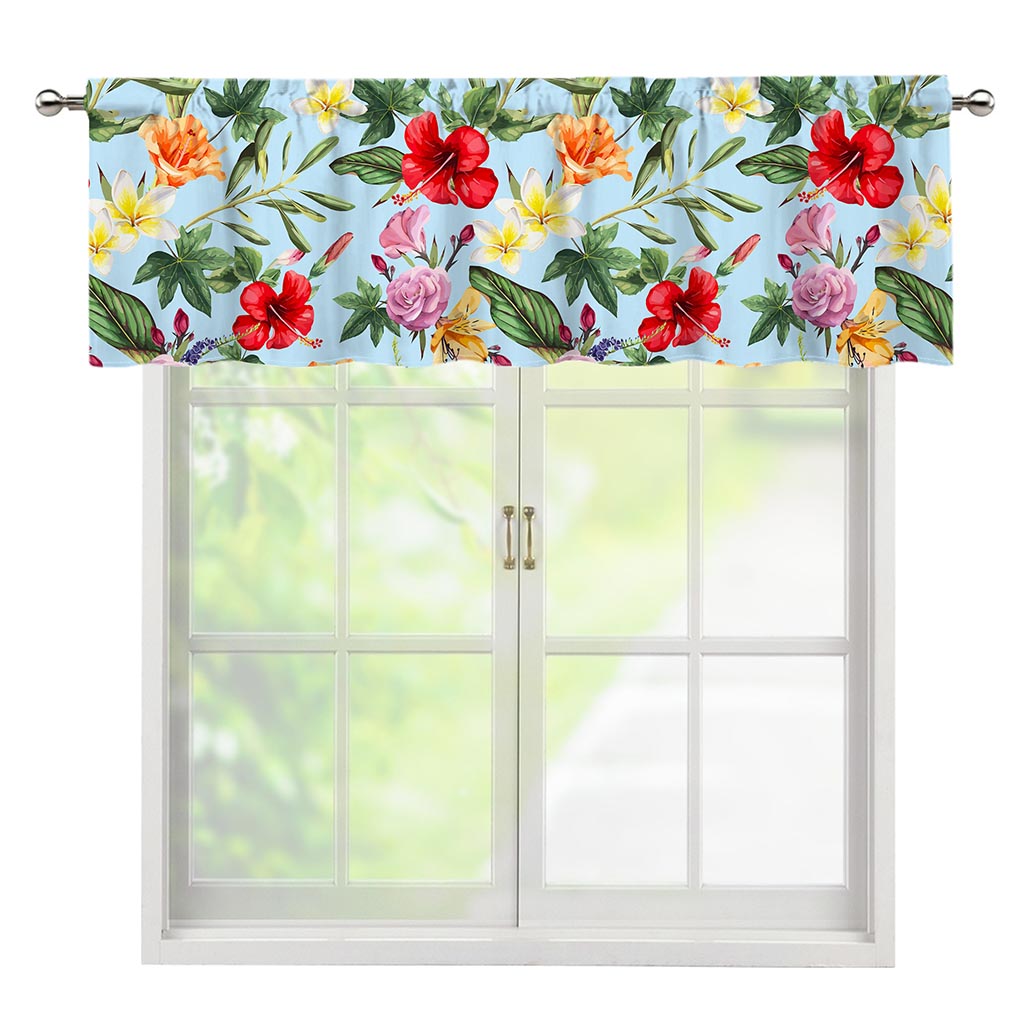 Hibiscus Flower Floral Pattern Print Window Valance