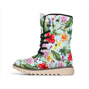 Hibiscus Flower Floral Pattern Print Winter Boots