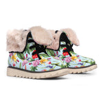 Hibiscus Flower Floral Pattern Print Winter Boots