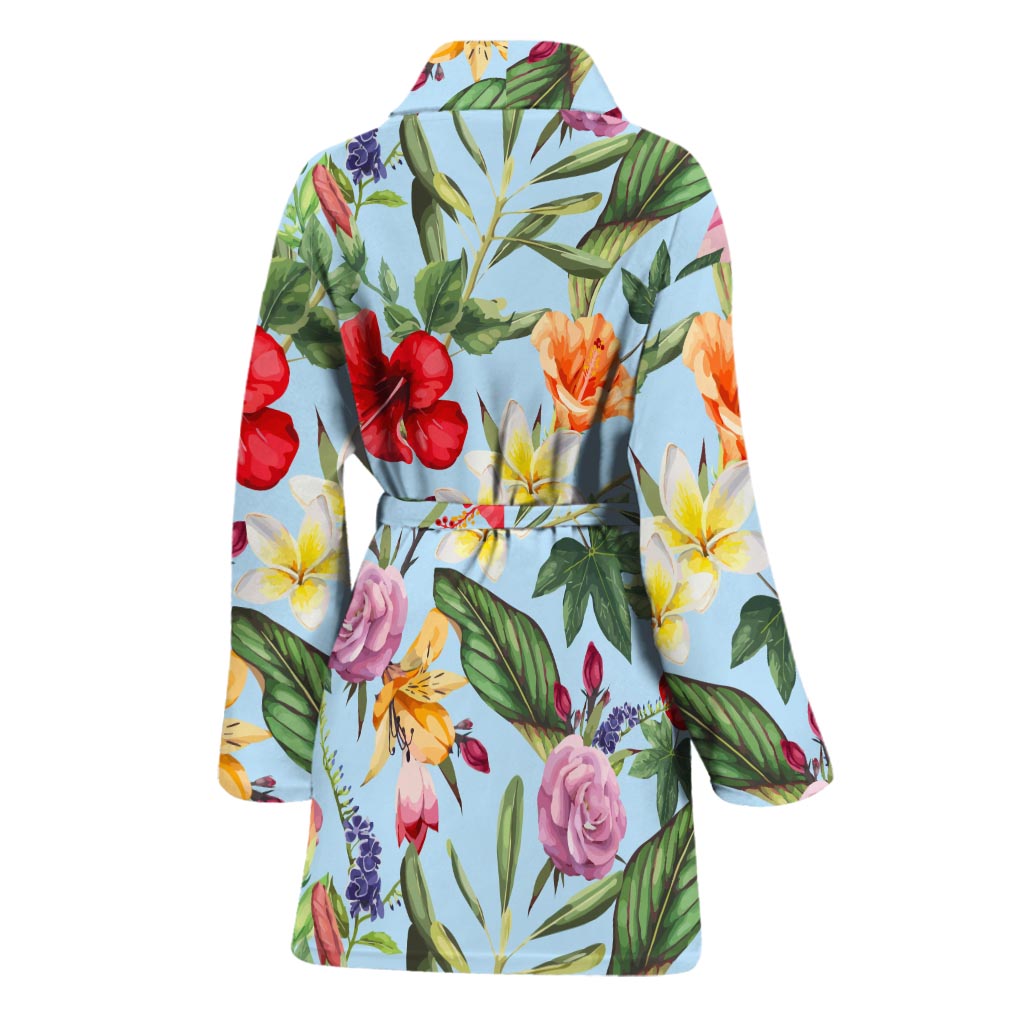 Hibiscus Flower Floral Pattern Print Women's Bathrobe