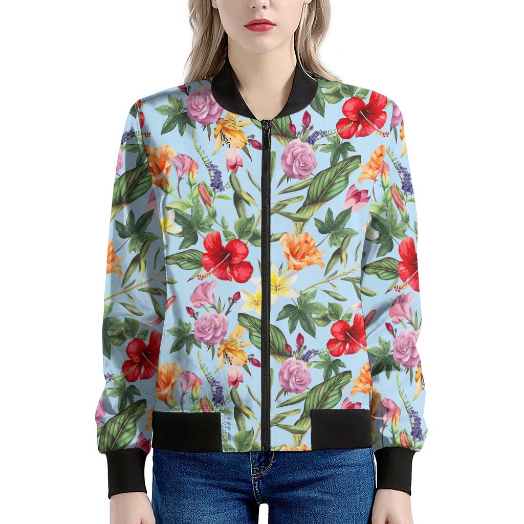 Hibiscus Flower Floral Pattern Print Women's Bomber Jacket