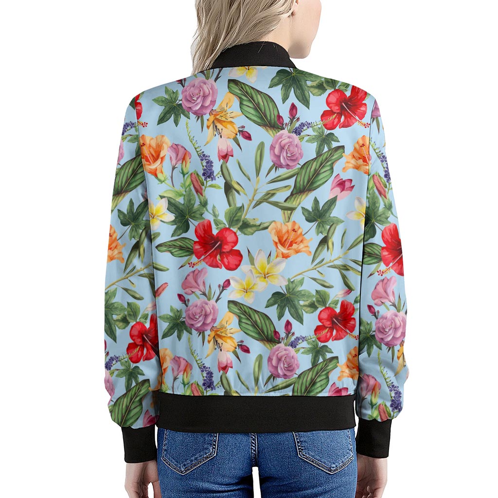 Hibiscus Flower Floral Pattern Print Women's Bomber Jacket