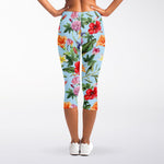 Hibiscus Flower Floral Pattern Print Women's Capri Leggings