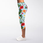 Hibiscus Flower Floral Pattern Print Women's Capri Leggings