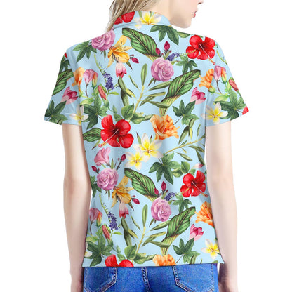 Hibiscus Flower Floral Pattern Print Women's Polo Shirt