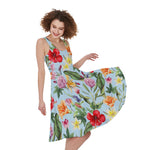 Hibiscus Flower Floral Pattern Print Women's Sleeveless Dress