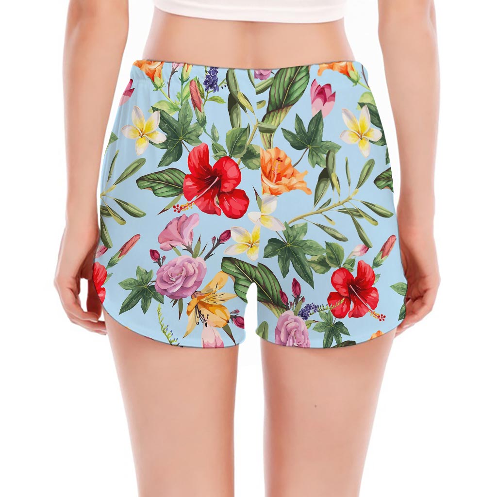 Hibiscus Flower Floral Pattern Print Women's Split Running Shorts