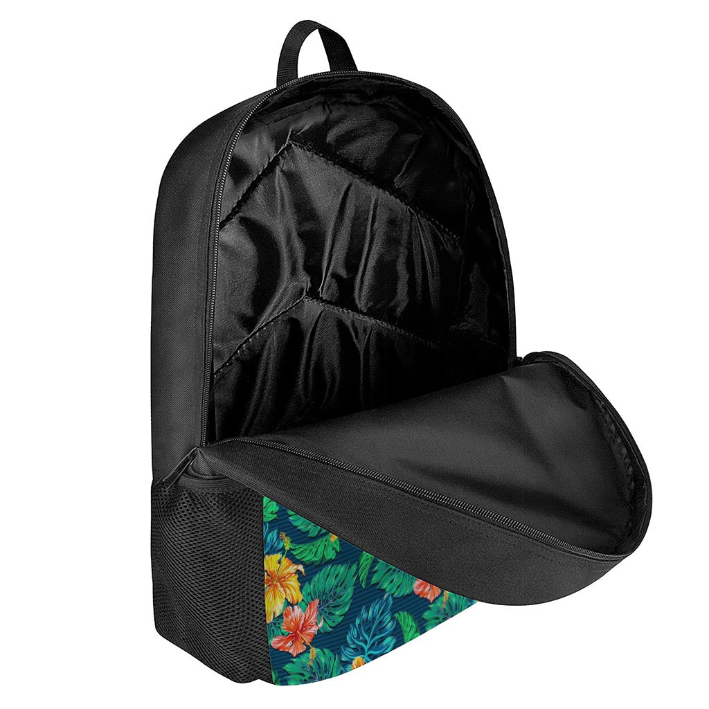 Hibiscus Monstera Hawaii Pattern Print 17 Inch Backpack