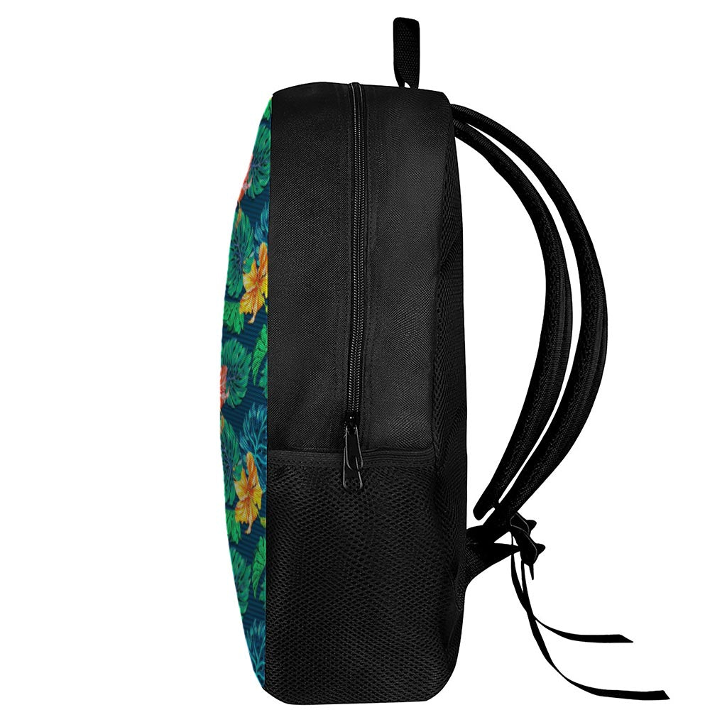 Hibiscus Monstera Hawaii Pattern Print 17 Inch Backpack
