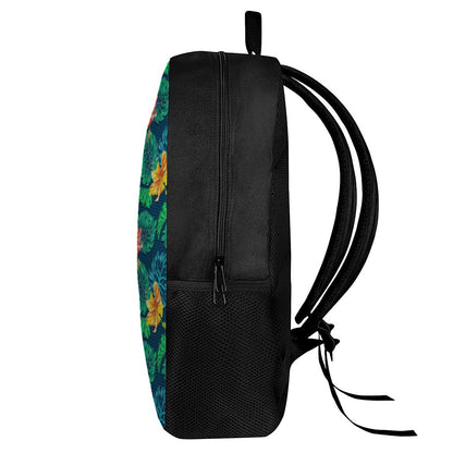 Hibiscus Monstera Hawaii Pattern Print 17 Inch Backpack