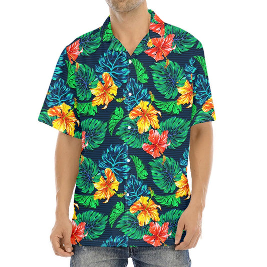 Hibiscus Monstera Hawaii Pattern Print Aloha Shirt