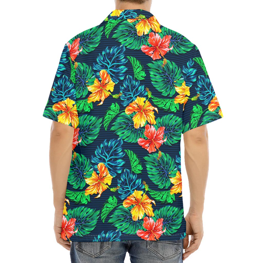 Hibiscus Monstera Hawaii Pattern Print Aloha Shirt