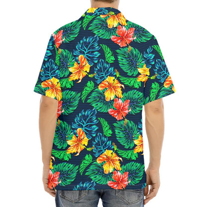 Hibiscus Monstera Hawaii Pattern Print Aloha Shirt