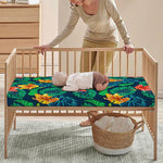 Hibiscus Monstera Hawaii Pattern Print Baby Crib Sheet