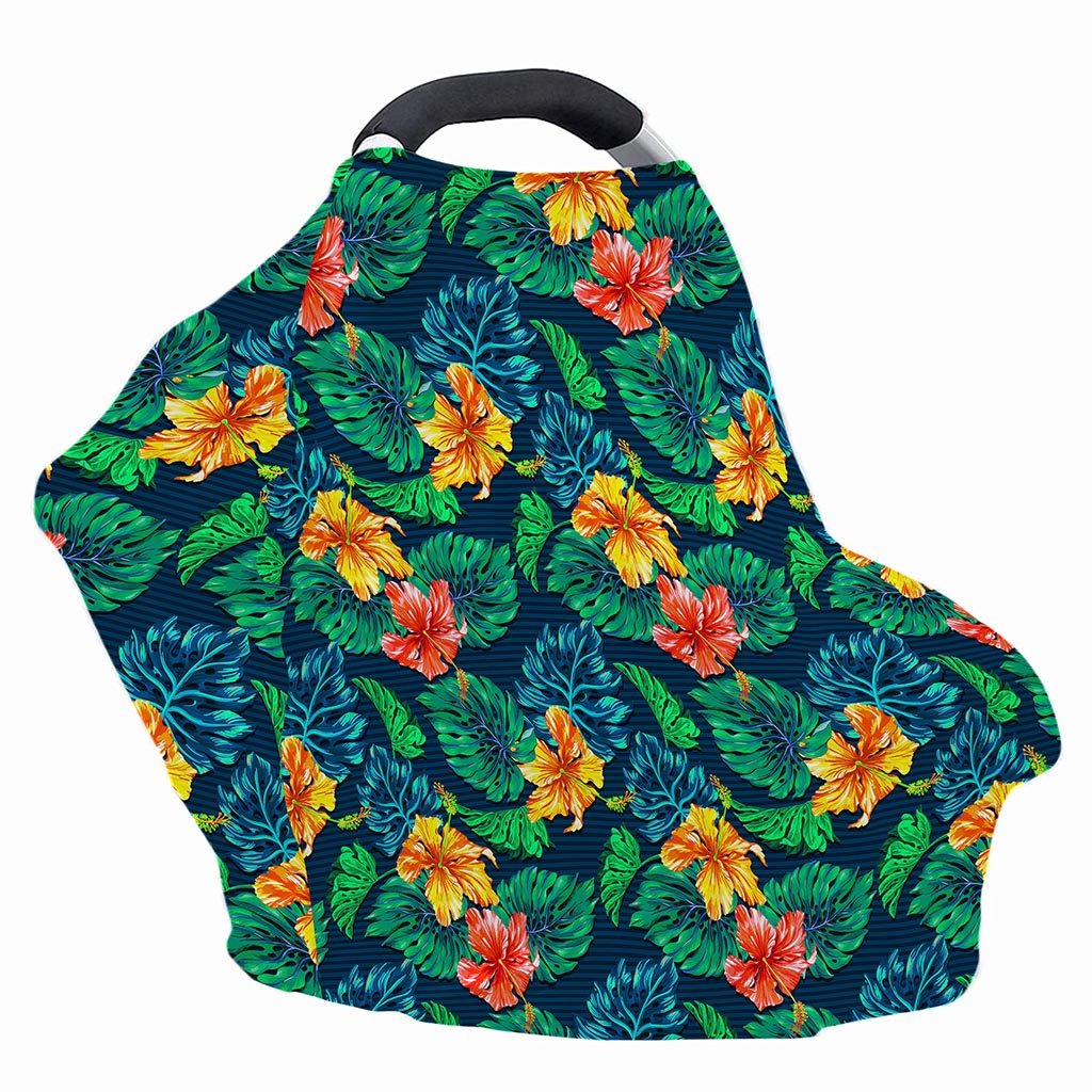Hibiscus Monstera Hawaii Pattern Print Baby Seat Cover