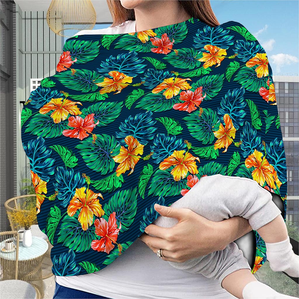 Hibiscus Monstera Hawaii Pattern Print Baby Seat Cover