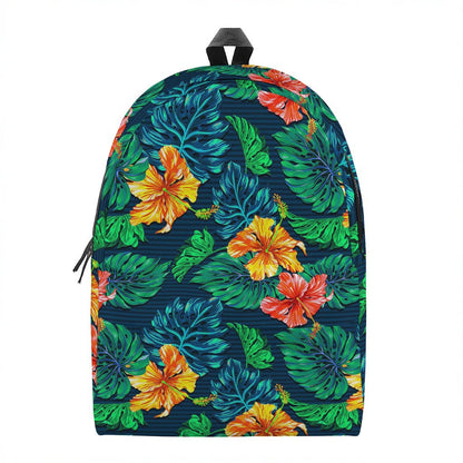 Hibiscus Monstera Hawaii Pattern Print Backpack