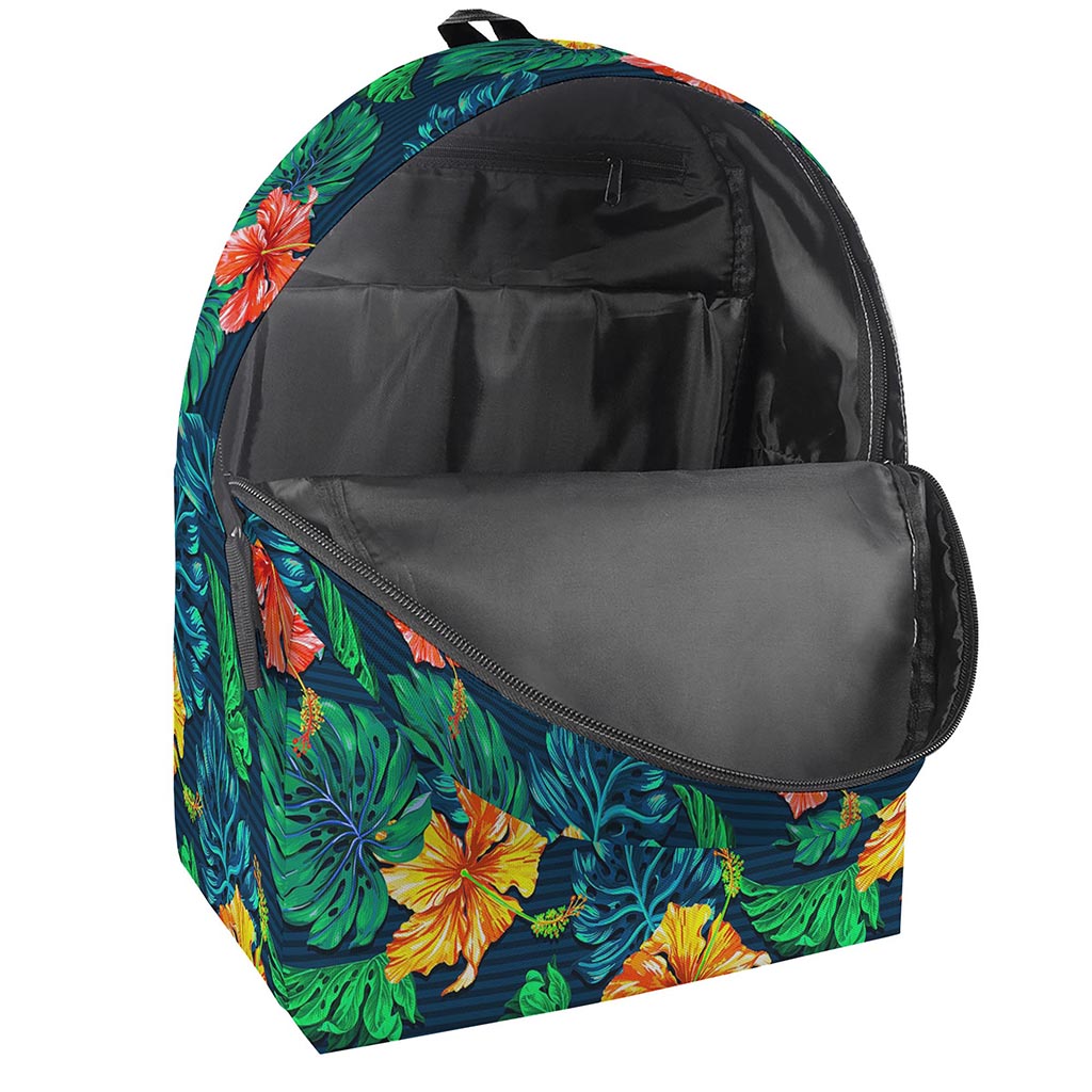 Hibiscus Monstera Hawaii Pattern Print Backpack