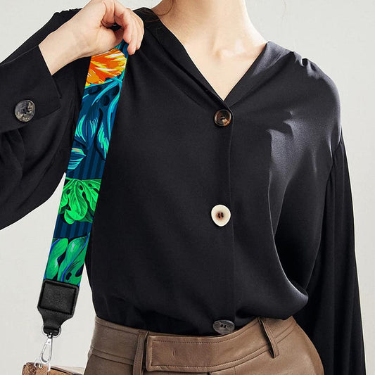 Hibiscus Monstera Hawaii Pattern Print Bag Strap