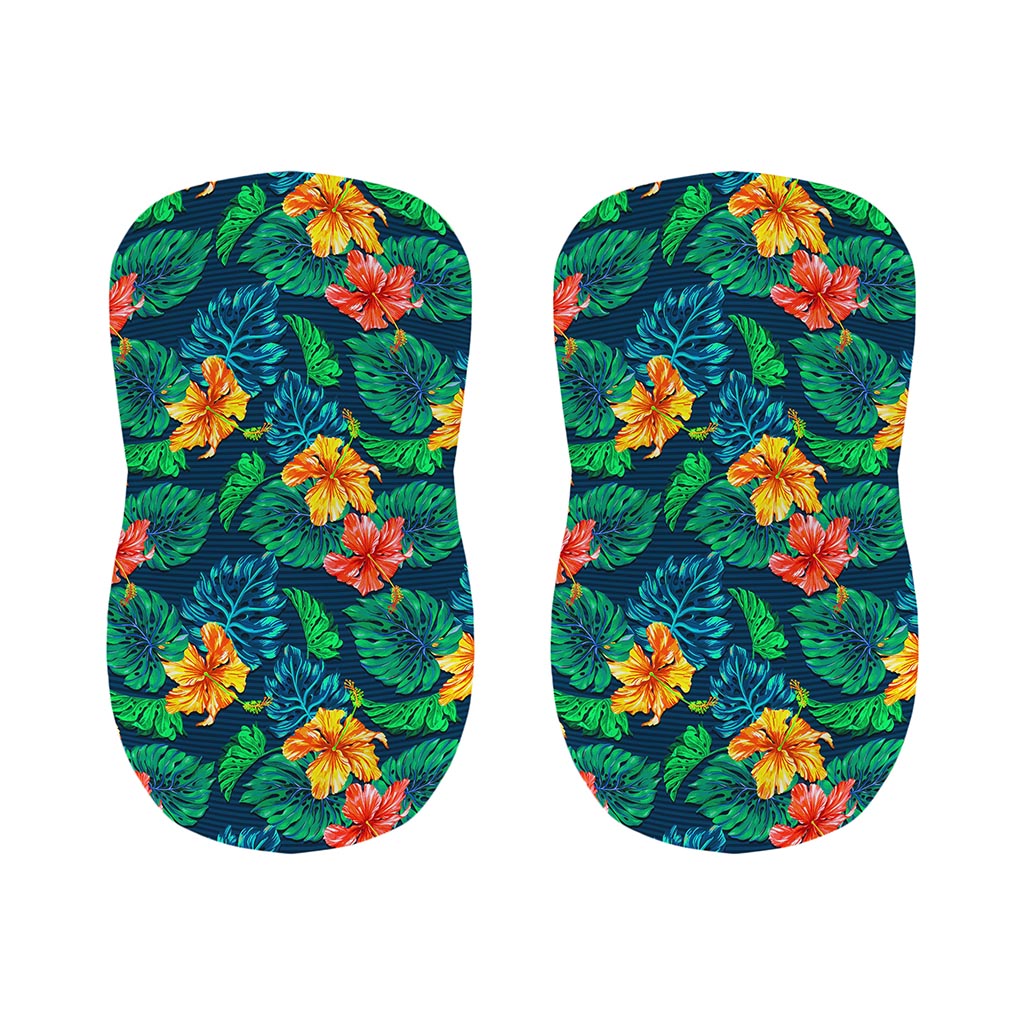 Hibiscus Monstera Hawaii Pattern Print Bar Stool Covers